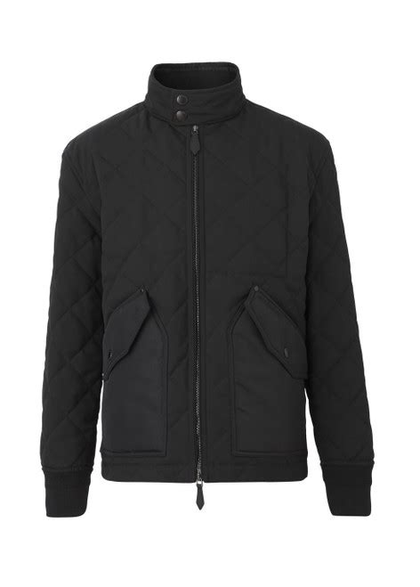 Quilted Thermoregulated Harrington Jacket in Black 